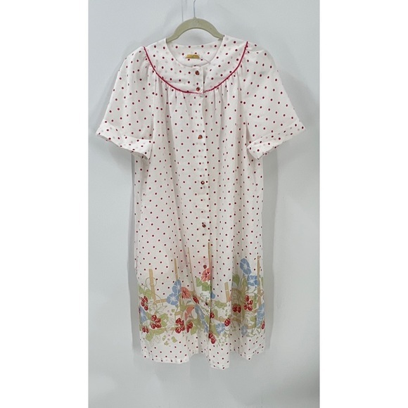 Dan-Ellen vintage, granny cottage core floral, polkadot snap front house dress - Picture 1 of 14